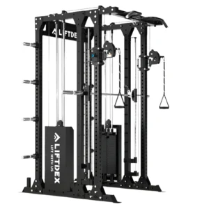 Liftdex Smith Machine Functional Trainer – Compact All-in-One Multi-Gym with Barbell & Dual Cable Pulley System