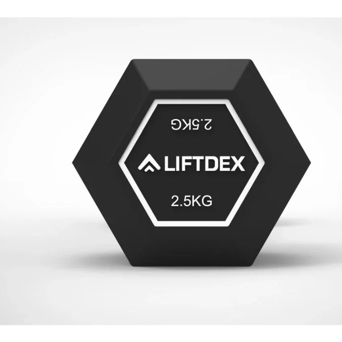 2.5 KG - Liftdex Rubber Hex Dumbbell Pair, 2.5 KG - 30 KG - Image 4