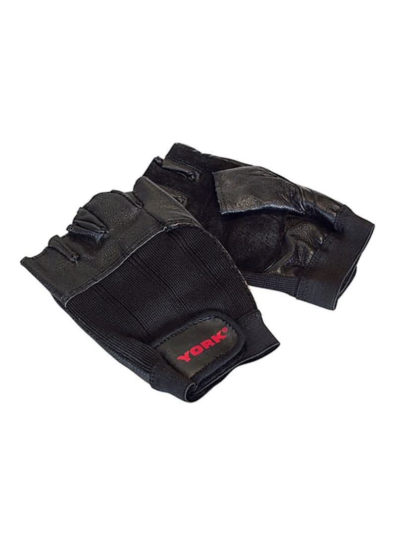 York, Fitness Leather Gloves Large, 60046, Black