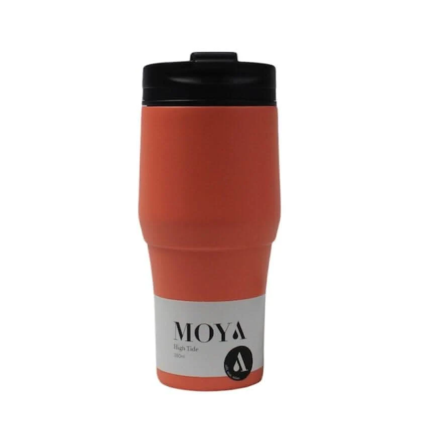 Moya "High Tide" 380ml Travel Coffee Mug Black/Coral