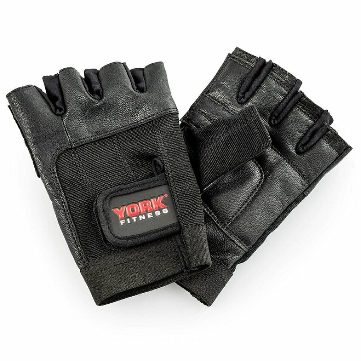 York, Fitness Leather Weight Lifting Gloves, 60199, Black