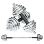 TA Sport Adjustable Chrome Barbell Dumbbell Set | 30 Kg
