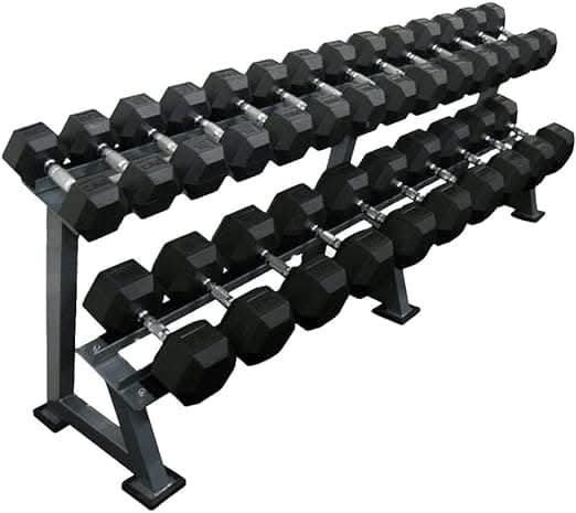 51DQCp_uS6L._AC_SX522_1250x.jpg Ta Sports, Hex Dumbbell Set 2.5Kg To 25Kg With Heavy Duty Dumbbell Rack, Silver - Image 1