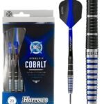 Harrows Cobalt Black/Blue 90% Tungsten Steel Tip Darts, 3 Supergrip Fusion Shafts, 3 Retina Flights (23g)