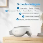 Renpho Eye Massager with Heat & Bluetooth Music, Rechargeable Eye Care Machine with 5 Modes With Remote, White - Image 16