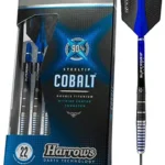 Harrows Cobalt Black/Blue 90% Tungsten Steel Tip Darts, 3 Supergrip Fusion Shafts, 3 Retina Flights (24g)