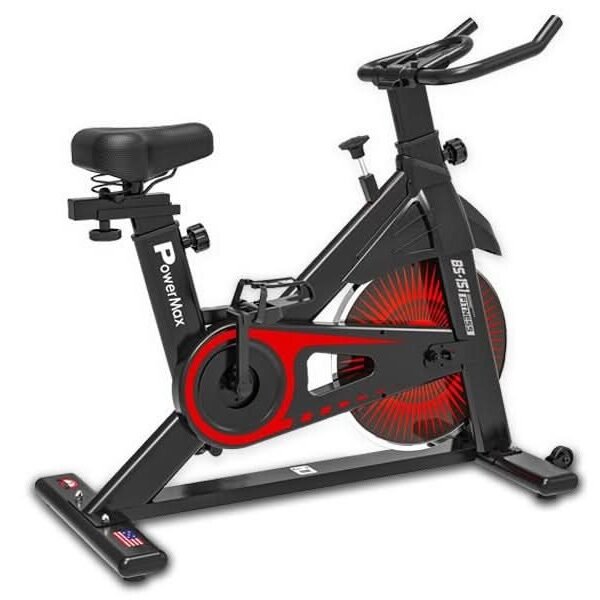 PowerMax Fitness BS-151 Exercise Bike with 10kg flywheel, LCD display & Friction Braking System