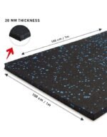20 MM - 1441 Fitness Heavy Duty Rubber Gym Flooring Speckled Blue -100 x 100 CM | Rubber Flooring