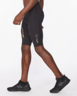 2Xu, Light Speed Compression Shorts X Small, Ma5331B, Black/Gold Reflective