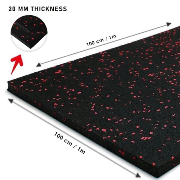 1441 Fitness Speckled Red Gym Flooring 100 x 100 (cm) - 20mm Thickness