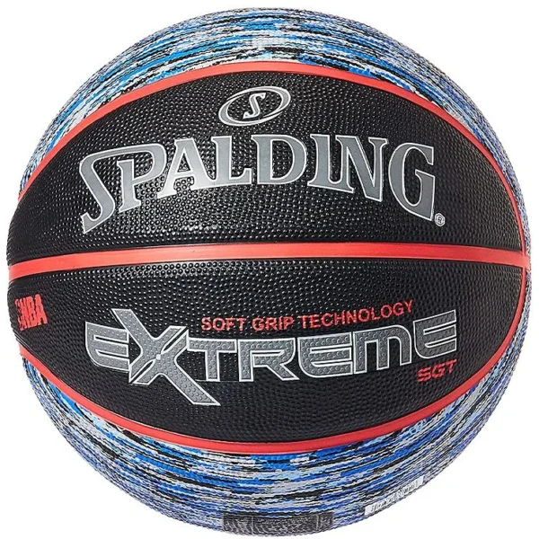 Spalding NBA Extreme SGT Rubber Basketball, Gray/Red, Size 7
