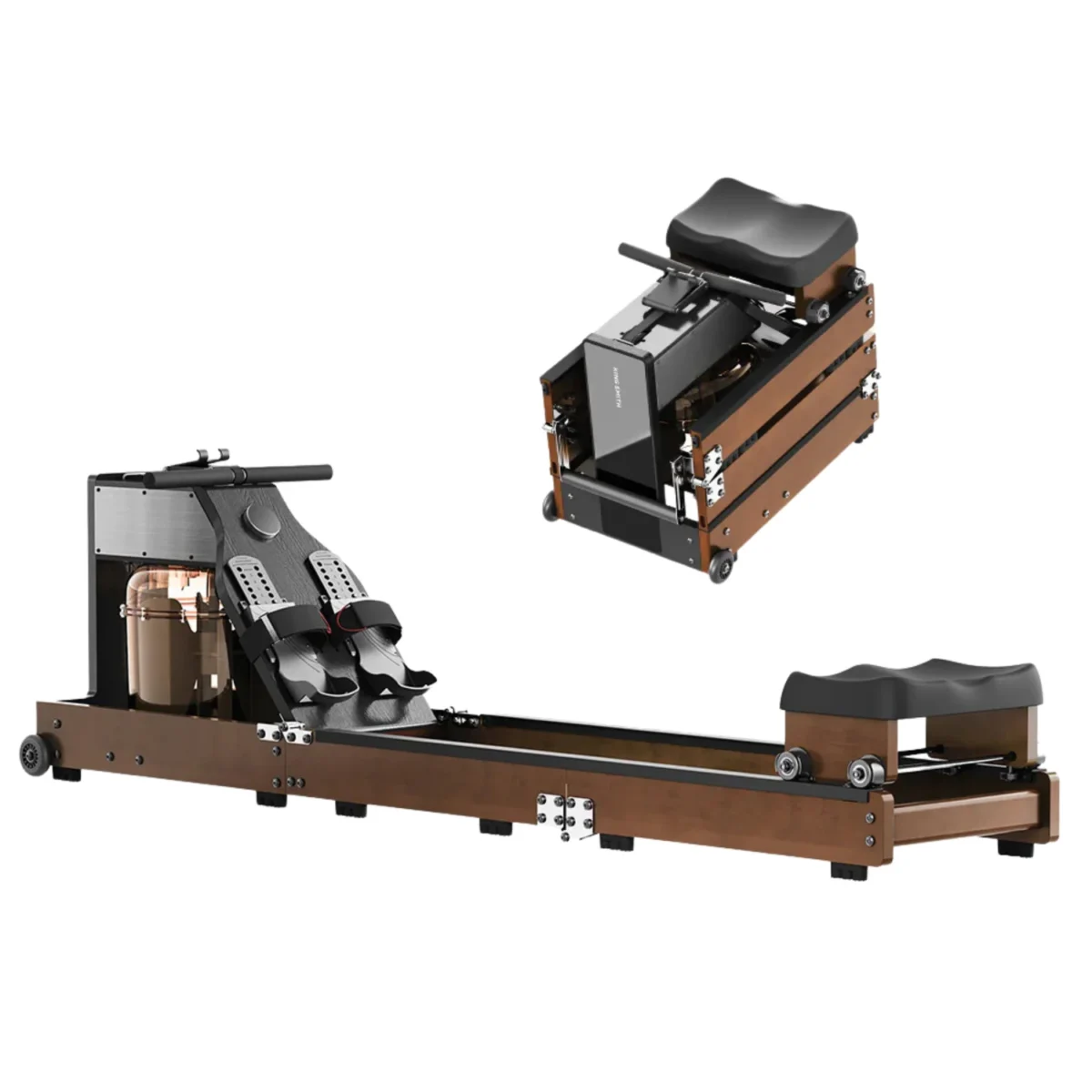 Walnut Rowing Machine Walnut - Kingsmith WM10 Tri-fold Water Rowing Machine - FITNEX