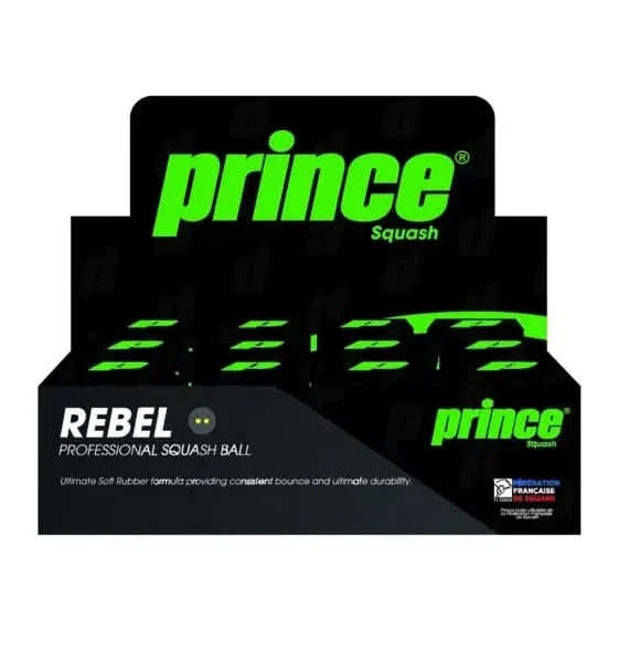 Prince Squash Balls- Rebel Single Yellow 1 Dozen Box