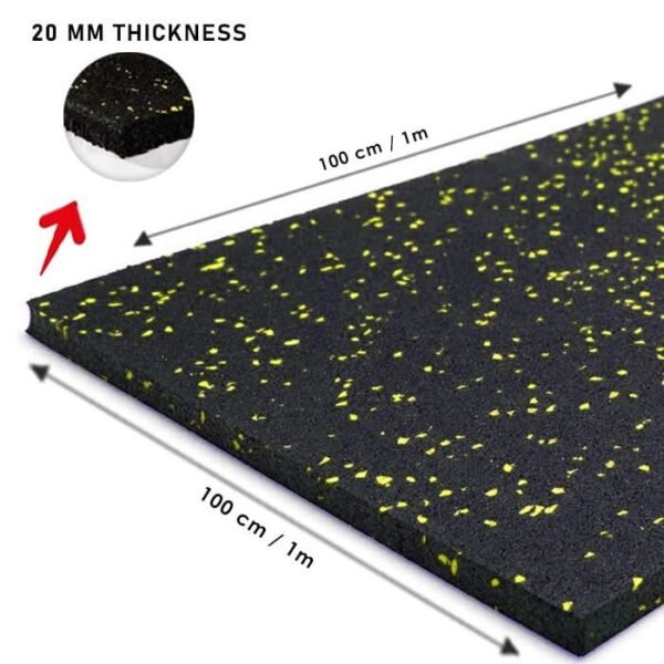 1441 Fitness Speckled Yellow Gym Flooring 100 x 100 (cm) - 20 mm Thickness